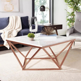The Attic Atelier Metal and Marble Coffee Table Copper